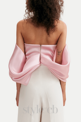 Samira Bow Cross Off Shoulder Satin Top