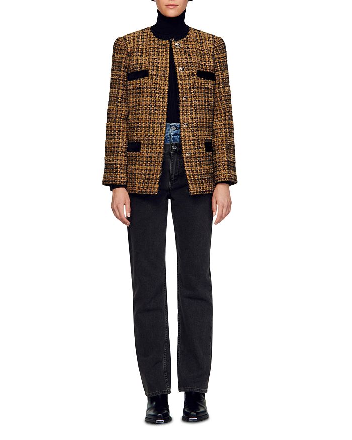 JASON VELVET TRIM TWEED JACKET