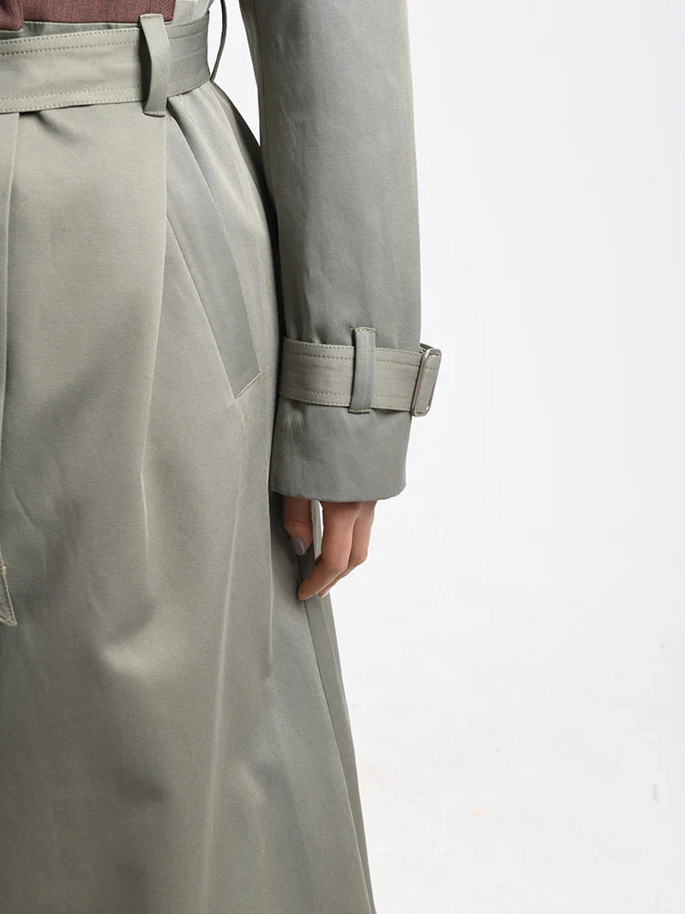 Belted Blazer Trench Coat in Brown Gray