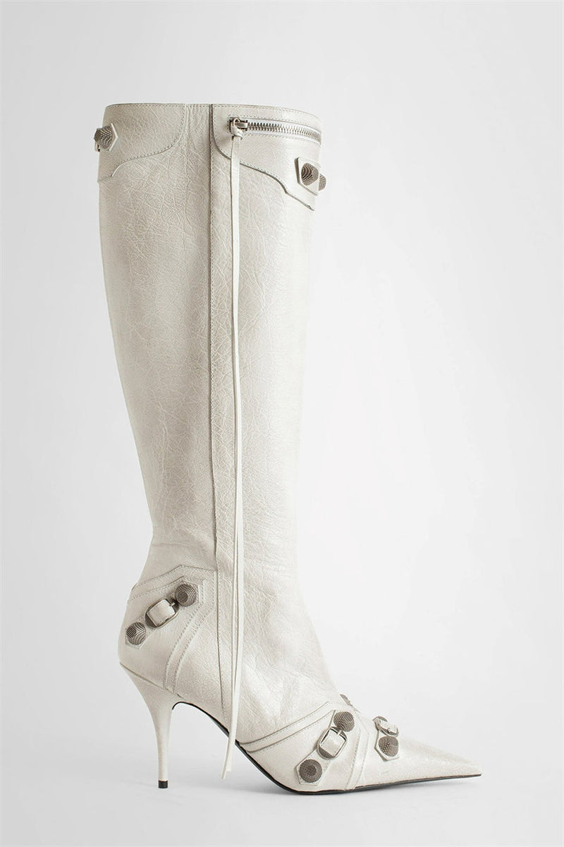 Shilia Zip Knee-high Boots - White