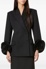 Sophia Rose Appliqué Blazer in Black