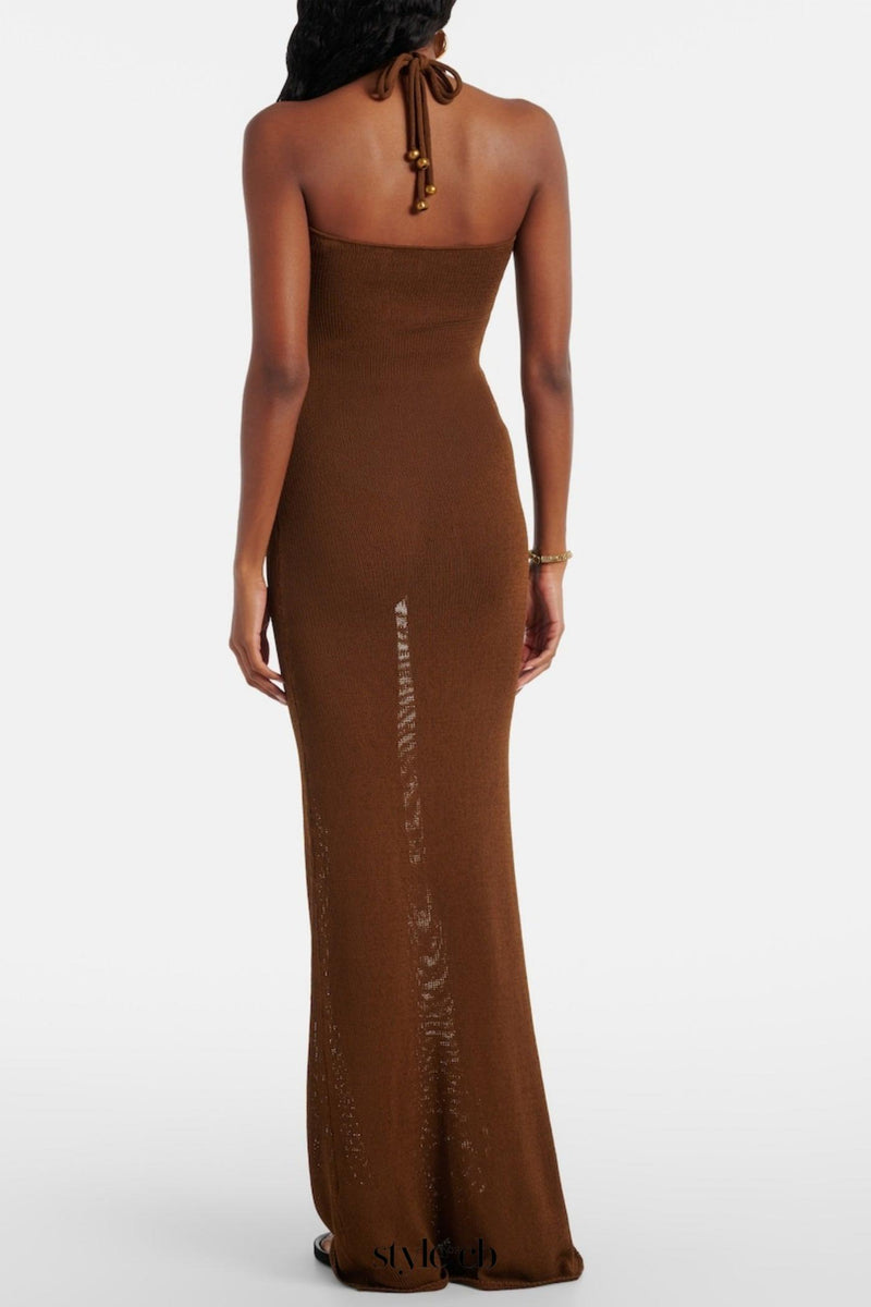 Halter Knitted  Maxi Dress