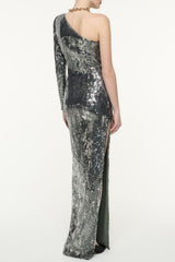 Thirza Floral Sequin One Shoulder Maxi Dress