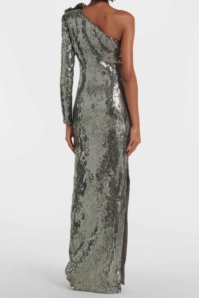 Thirza Floral Sequin One Shoulder Maxi Dress