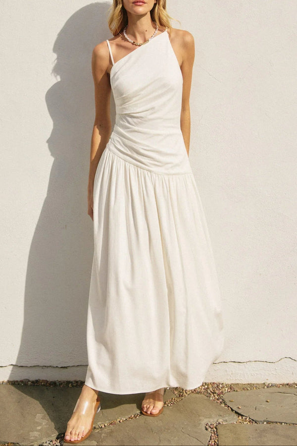 White Hot One Shoulder Maxi Dress