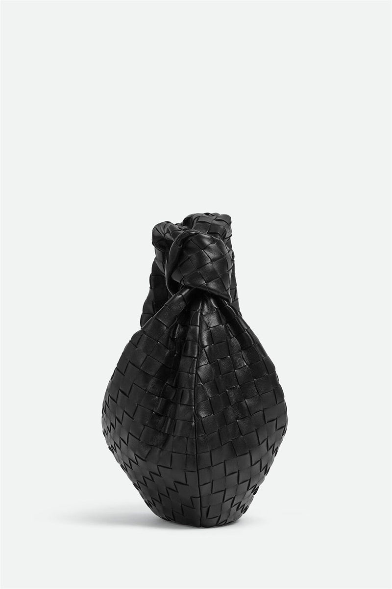 Zariah Weave Knot Clutch Bag - Black