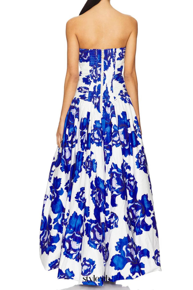 nancy Violette  Bubble Hem Maxi Dress in cobalt