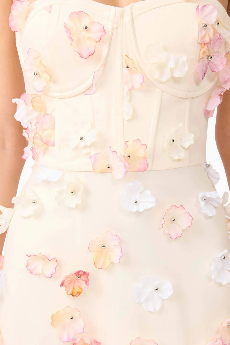 Off-Shoulder Embroidered Maxi Dress in apricot