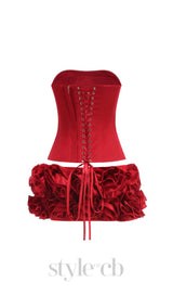 CLEGG RED CORSET FLOWER TWO-PIECE SET