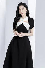 Andrea cut out a-line midi dress in black