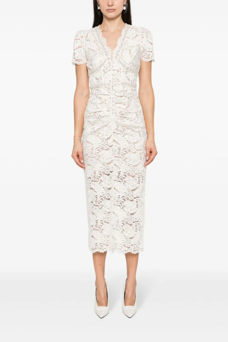 FLORAL LACE MIDI DRESS