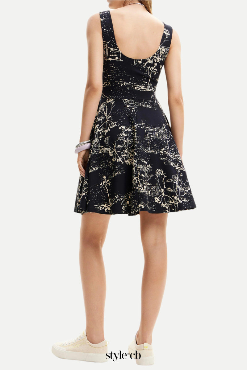 Strappy Skater mini Dress in black