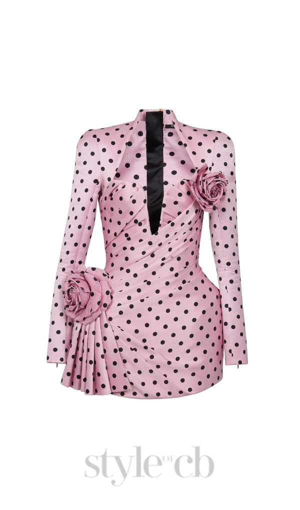 Polka Dots short printed dress in pink