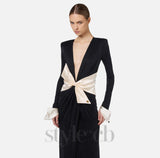 bow black carpet dress in drape jersey