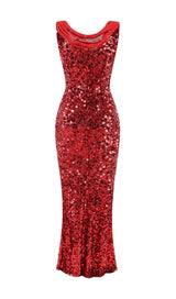 basia sleeveless sequin maxi dress in red