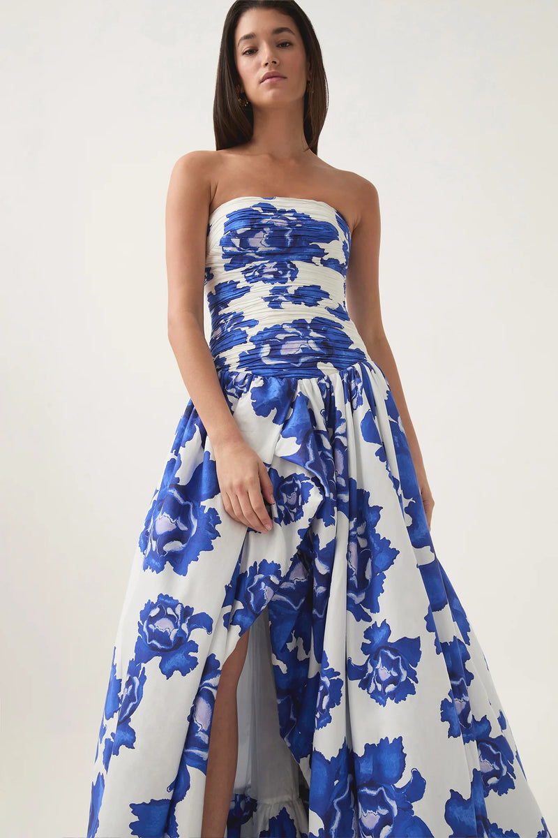 nancy Violette  Bubble Hem Maxi Dress in cobalt