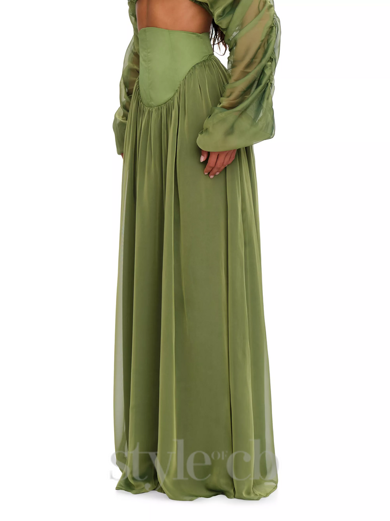 SHEILA CORP TOP CORSET SKIRT SET IN LIME