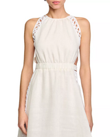 Coralie Heart Lace Midi Dress in white