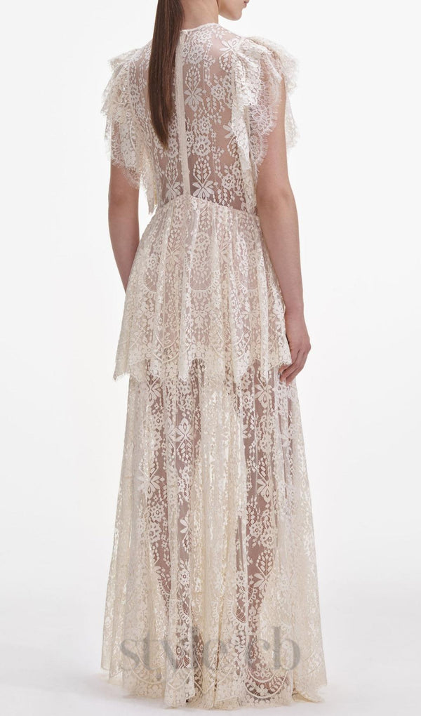 Tiered Lace Maxi Dress