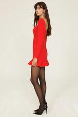 Bow Crepe Mini Dress in red