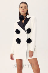 LETITIA FLORAL CONTRAST WHITE BLAZER MINI DRESS