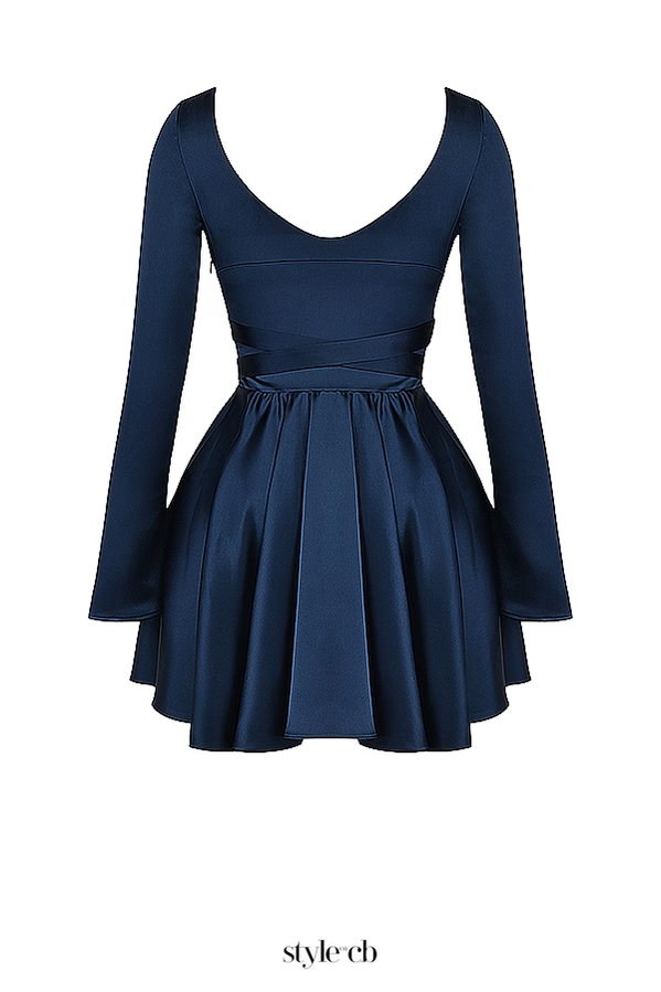 plunge v-neck mini dress in navy
