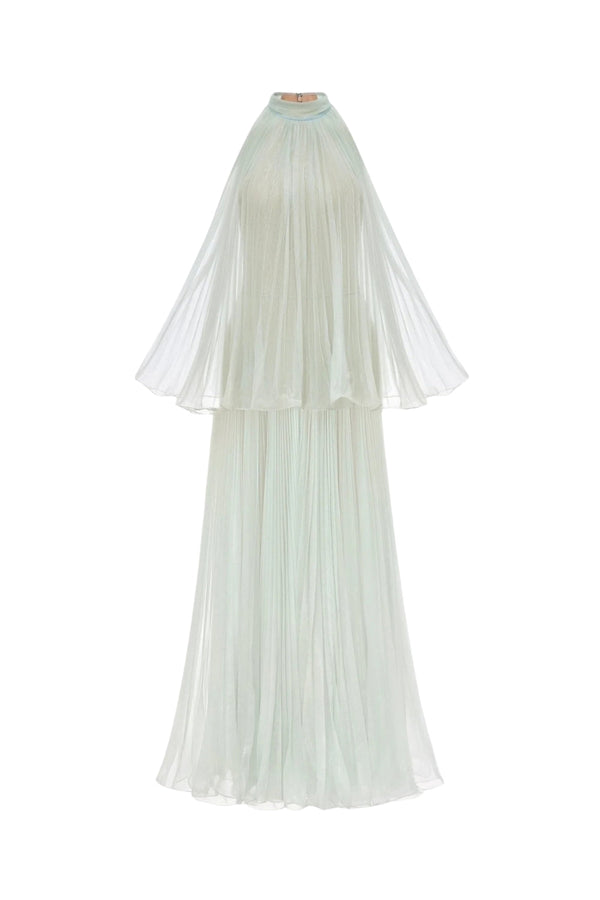 belinda Mint Pleated tulle sleeveless maxi Dress