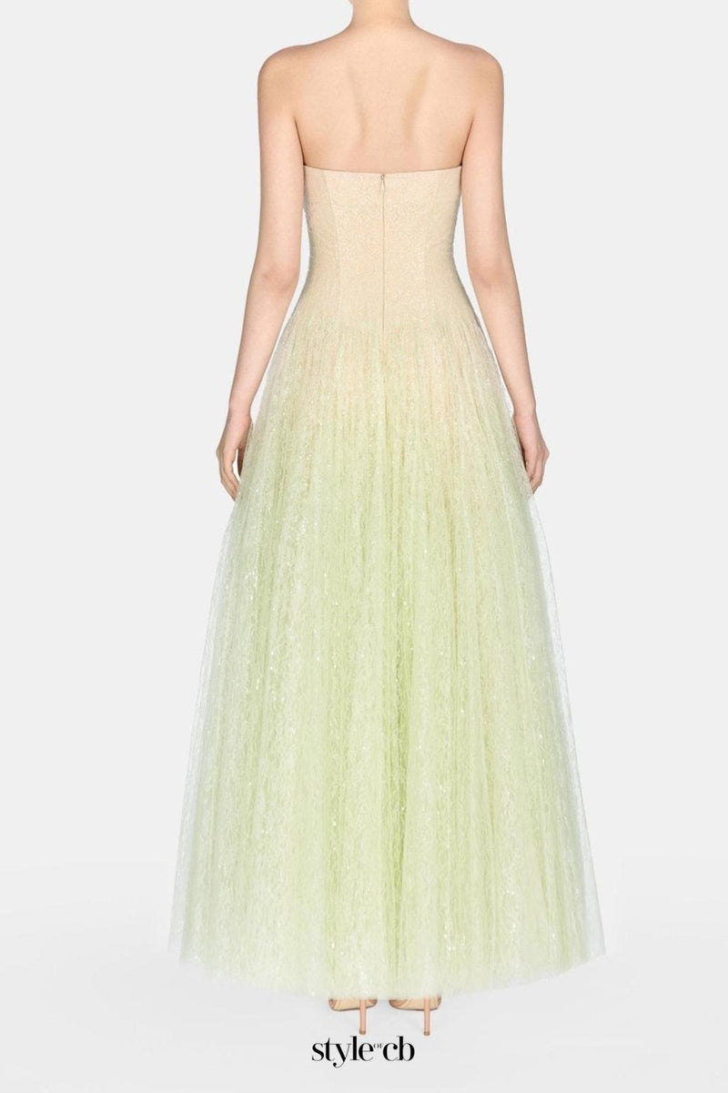 carol Draped Lace Maxi Dress in Mint