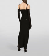 RIBBED-KNIT MAXI DRESS IN BLACK