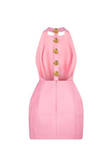 rita Halter Backless Mini Dress in pink