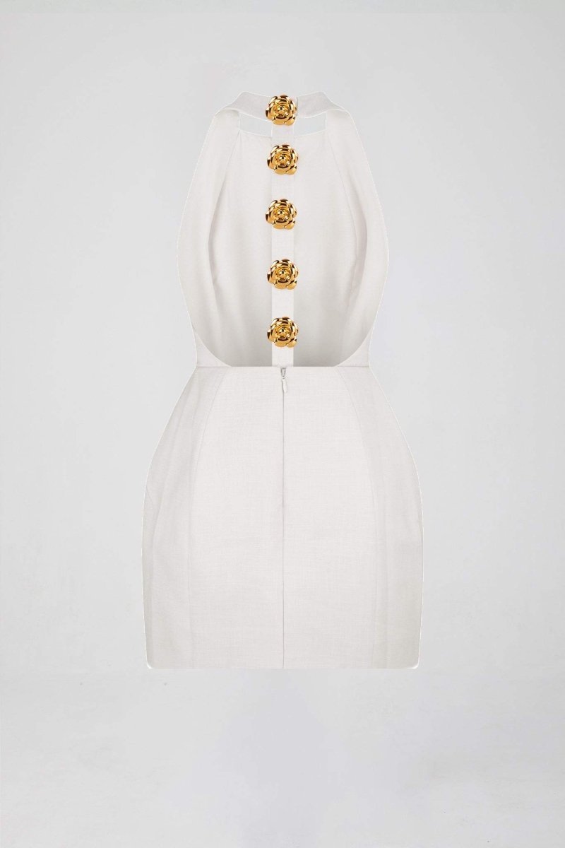rita Halter Backless Mini Dress in white