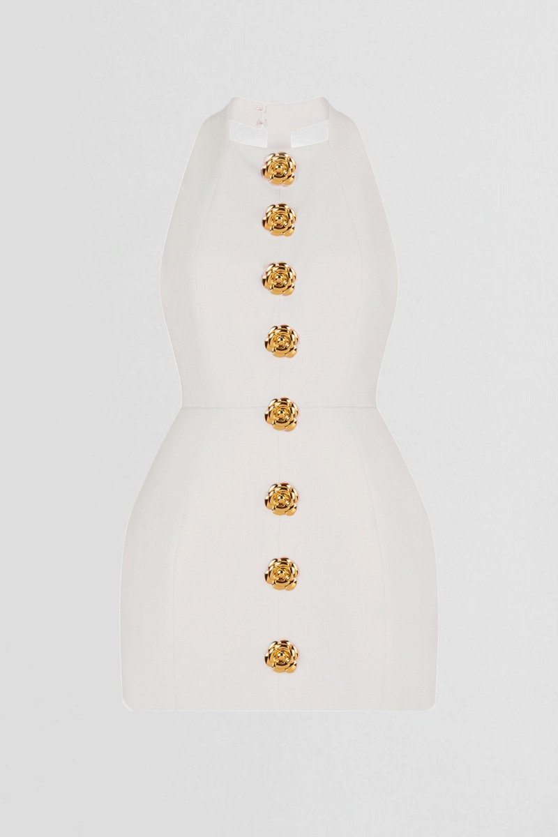 rita Halter Backless Mini Dress in white