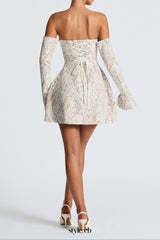 Salone lace strapless Mini Dress in Ivory