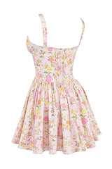 Pink Meadow Print Cotton Mini Dress