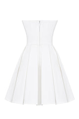 alyssa white strapless pleated mini dress