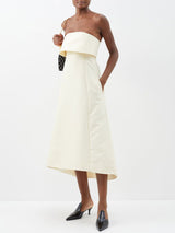 Strapless Cotton-Blend Midi Dress