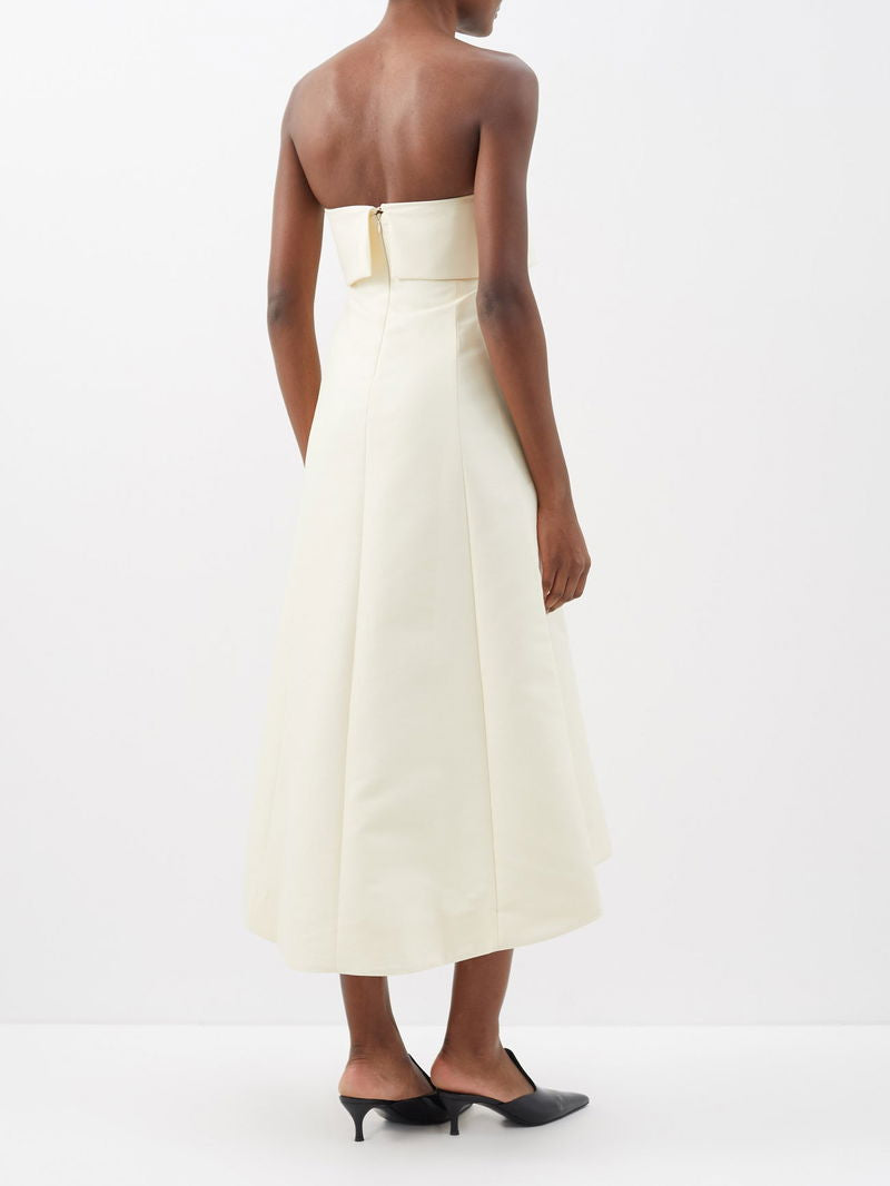 Strapless Cotton-Blend Midi Dress