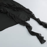 SLEEVELESS LRREGULAR RUFFLE MINI DRESS IN BLACK DRESS sis label 