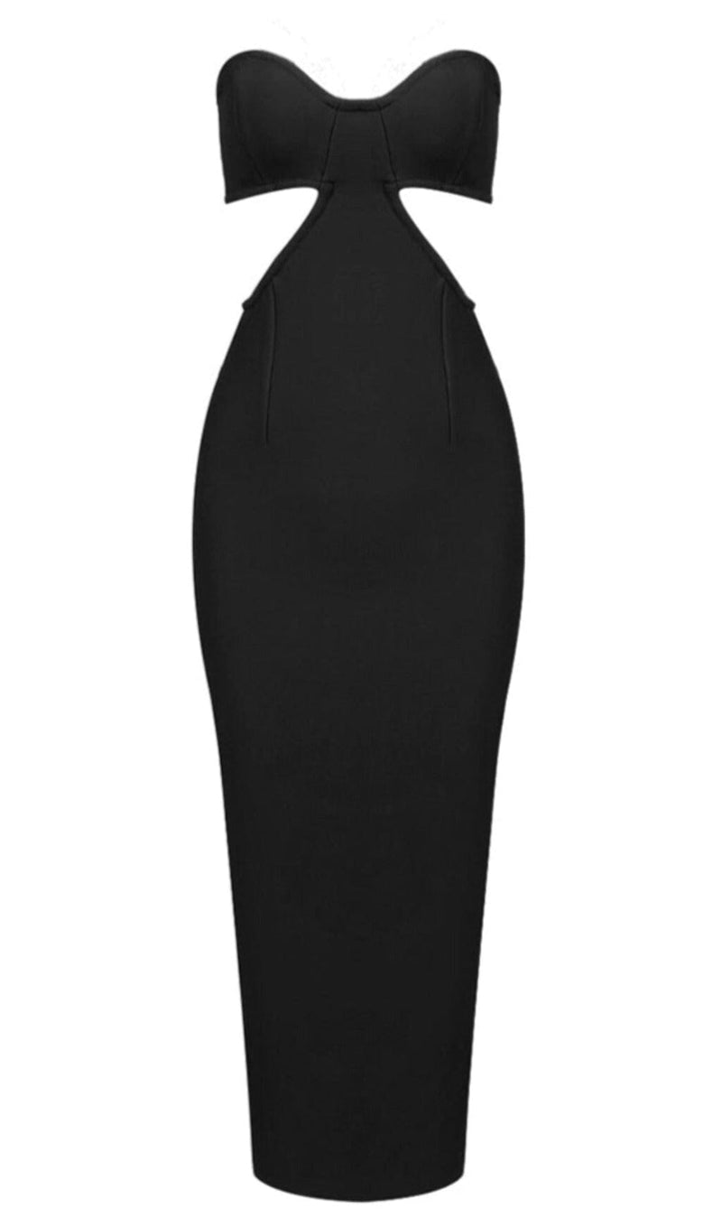 BUSTIER NECKLINE CUT OUT BANDAGE DRESS IN BLACK Bandage Dresses styleofcb 