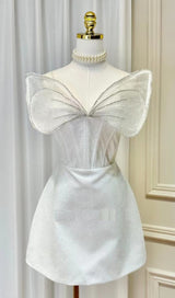 BOW STRAPLESS MINI DRESS IN WHITE DRESS STYLE OF CB 