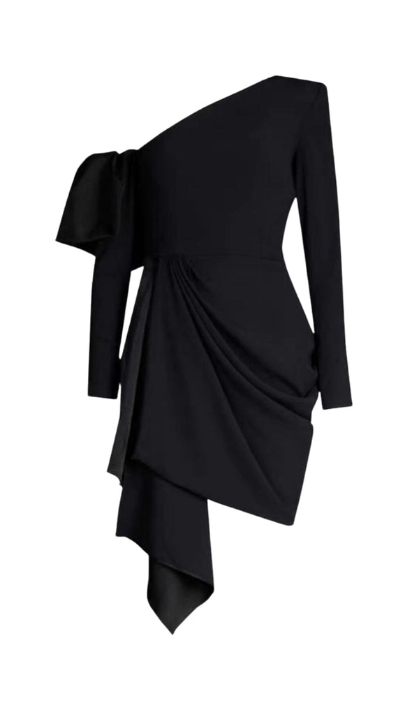 CROSS-SHOULDER MINI DRESS IN BLACK styleofcb 