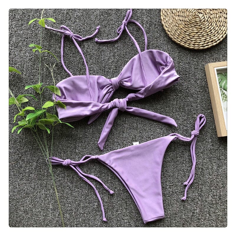 LACE UP BOWKNOT SWIMSUIT styleofcb 