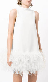 FEATHER MINI DRESS IN WHITE Dresses styleofcb 