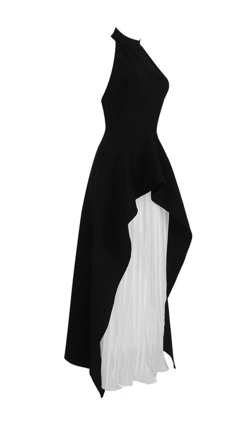 BANDAGE HALTER IRREGULAR MAXI DRESS IN BLACK AND WHITE styleofcb 