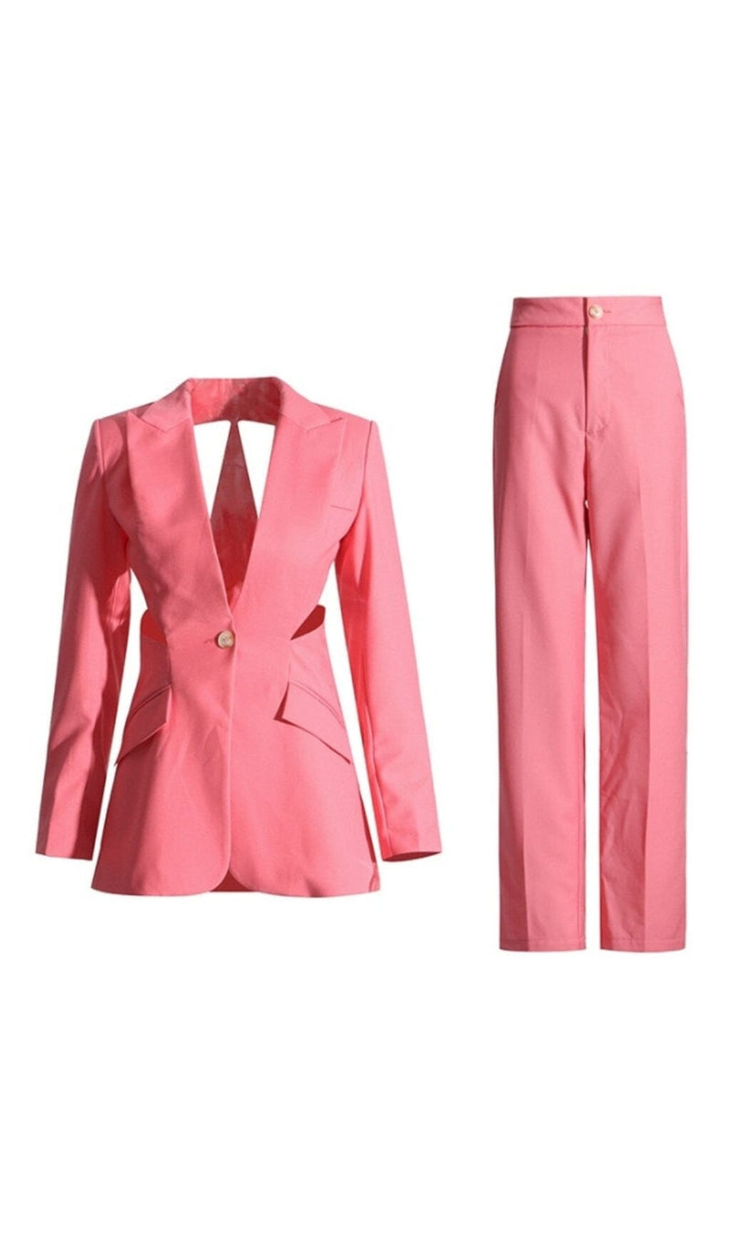 CUTOUT BLAZER SUIT IN PINK styleofcb 