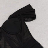 LACE BANDEAU RUCHED DRESS IN BLACK DRESS styleofcb 