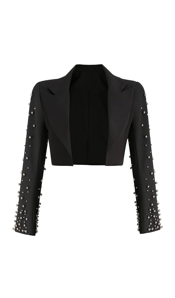 BEADED SPIRAL BLAZER IN BLACK BODYSUITS & JUMPSUITS styleofcb 