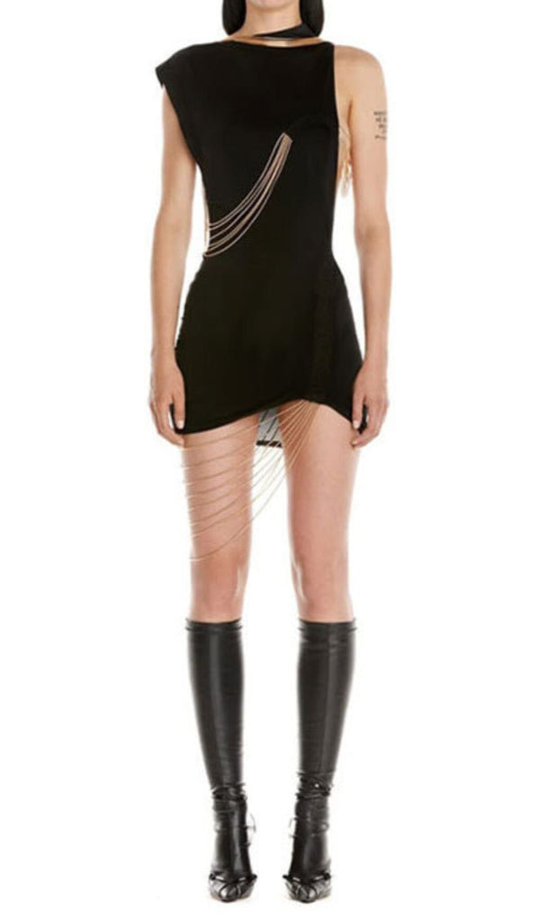 TASSELS BANDAGE MINI DRESS IN BLACK DRESS styleofcb 