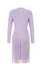 HOLLOWED-OUT SHOULDER FRINGED DRESS IN PURPLE styleofcb 