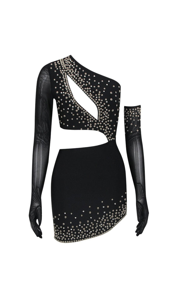 BANDAGE CUTOUT STUDDED MINI DRESS IN BLACK styleofcb 